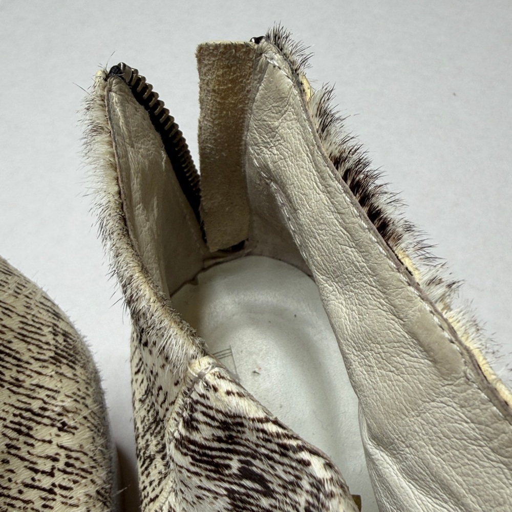 F-troupe cat hair leather Stylish Cream and Brown Ankle Boots size 38 - Picture 10 of 11